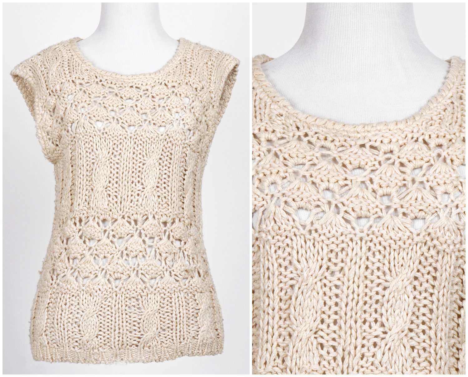 Vintage 1970Er Jahre Ärmelloser Seiden Und Acryl Pullover Von Sheridan Unique Inc.| Klein/Mittel von AnimalHeadVintage