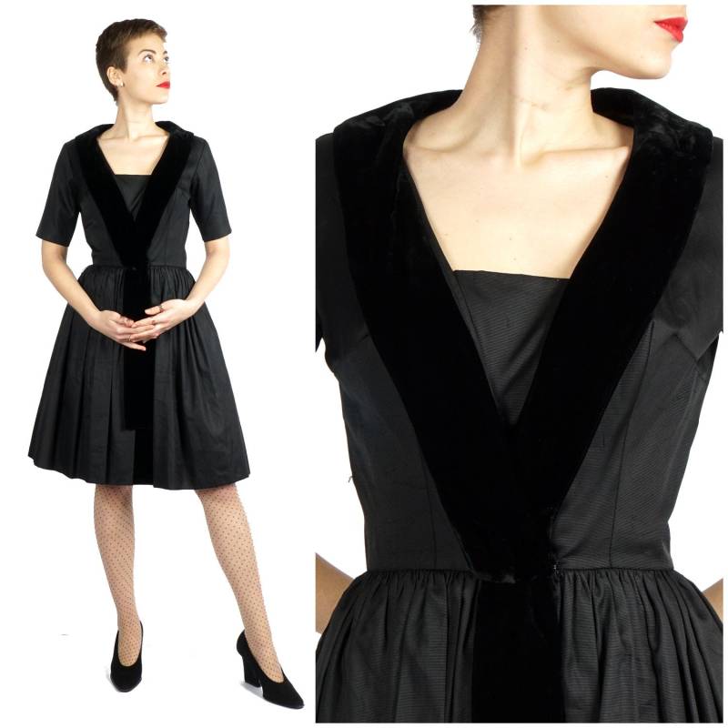 Vintage 50Er Jahre Schwarzes Party Kleid Mit Samtbesatz Und Tüllunterrock Von Gigi Young | Klein Vintage 50Er Jahre Schwarzes Party Kleid Mit Samtbesatz Und Tüllunterrock Von Gigi Young | Klein von AnimalHeadVintage