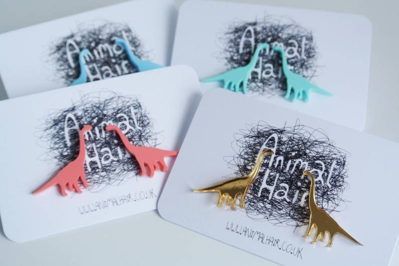 Brachiosaurus Dinosaurier Ohrstecker - Pastell Dino Laser Cut Acryl Plexiglas von Animalhairstuff