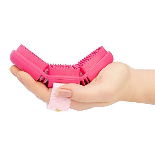 Animalon | Kinder Pferdestriegel pink | Pferdestriegel für Kinder | Flexible & Ergonomische Pferdebürste für Kinder mit Klettverschluss | Pferde Zubehör für Kinder in pink | Pferdeputzzeug Kinder von Animalon
