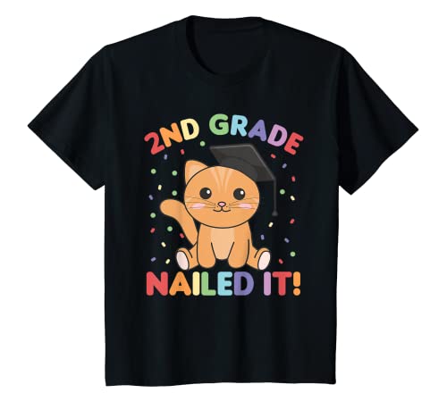 Kinder Kinder der 2. Klasse haben es geschafft, Katzenabitur T-Shirt von Animals For Kids Graduation Apparel