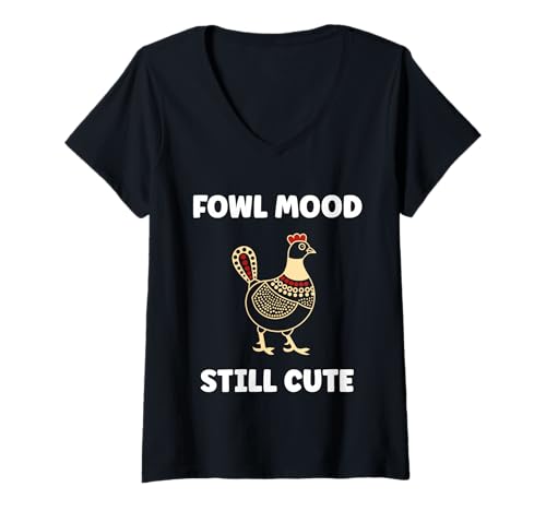 Damen Cute Little Animals Birds Simple Funny Mood Guinea Fowl T-Shirt mit V-Ausschnitt von Animals birds Cute little gate guinea fowl