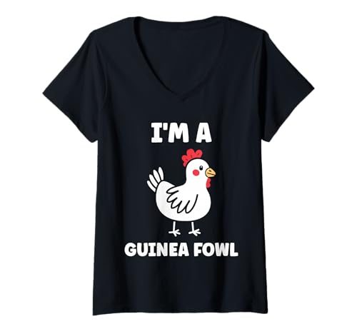 Damen Cute Little Animals Birds Simple I'm a Guinea Fowl T-Shirt mit V-Ausschnitt von Animals birds Cute little gate guinea fowl