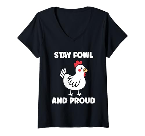 Damen Cute Little Animals Birds Simple Stay Guinea Fowl T-Shirt mit V-Ausschnitt von Animals birds Cute little gate guinea fowl