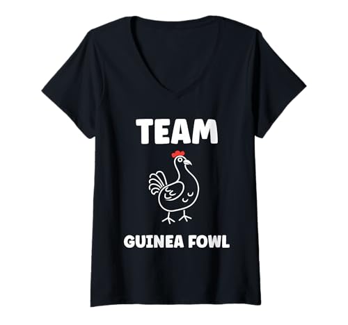 Damen Cute Little Animals Minimalist Birds Simple Team Guinea Fowl T-Shirt mit V-Ausschnitt von Animals birds Cute little gate guinea fowl