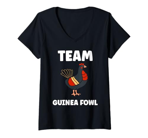Damen Cute Little Animals Minimalist Birds Simple Team Guinea Fowl T-Shirt mit V-Ausschnitt von Animals birds Cute little gate guinea fowl