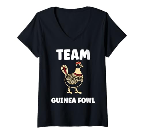 Damen Cute Little Animals Minimalist Birds Simple Team Guinea Fowl T-Shirt mit V-Ausschnitt von Animals birds Cute little gate guinea fowl