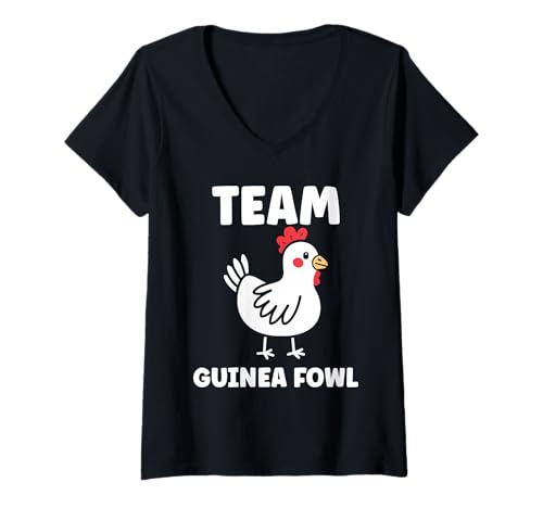 Damen Cute Little Animals Minimalist Birds Simple Team Guinea Fowl T-Shirt mit V-Ausschnitt von Animals birds Cute little gate guinea fowl