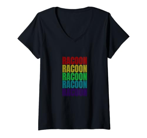 Damen Waschbär T-Shirt mit V-Ausschnitt Damen Waschbär T-Shirt mit V-Ausschnitt von Animals