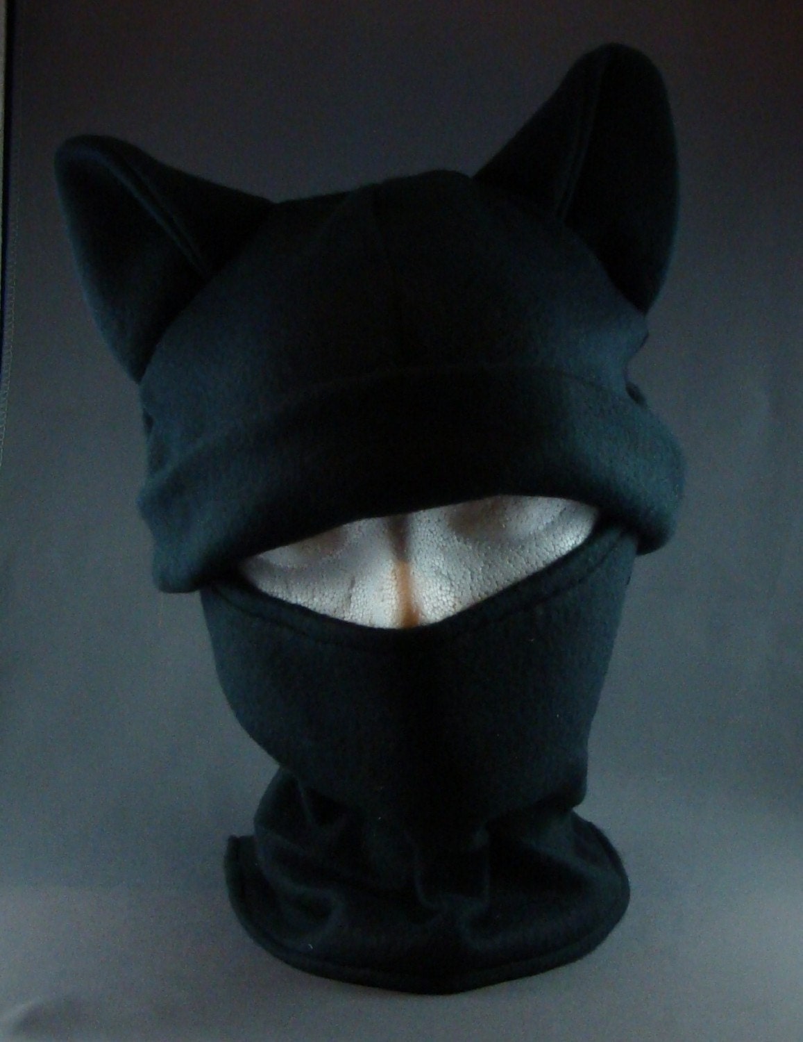 Ninja Kitty Katze Schwarz Zweiteiler Mütze Und Halswärmer Zusammen Getragen Oder Getrennt Warm Winter Fun Niedlich Cosplay Anime von AnimatedApparels