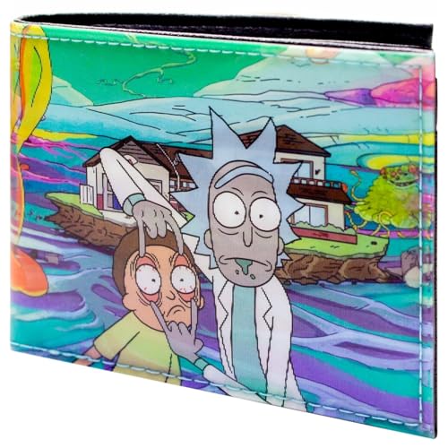 Rick and Petit Fils Morty A Rickle in Time 4-D Monster Hologramm Geldbörse/Geldbeutel Bi-Fold ID & Card Holder, Grün von Animation
