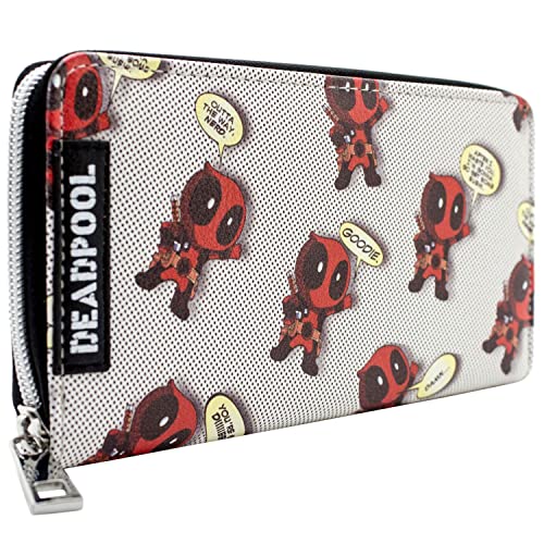 Deadpool Chibi Sprüche Polka-Dot Portemonnaie Clutch mit Münzfach & Kartenhalter, Weiß von Animation