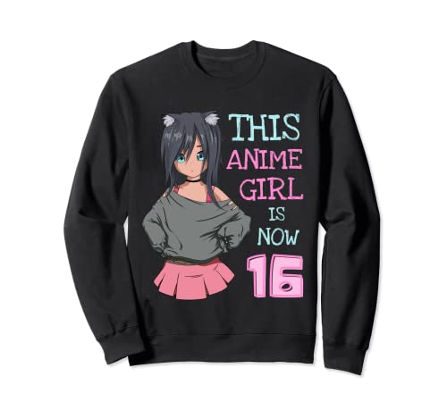 Dieses Anime-Mädchen ist jetzt 16 Jahre alt Geburtstagskind Kawaii Sweatshirt Dieses Anime-Mädchen ist jetzt 16 Jahre alt Geburtstagskind Kawaii Sweatshirt von Anime Birthday Girl Bday Party Clothes
