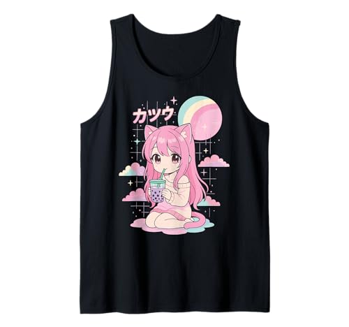 Anime Mädchen Boba Bubble Tea Kawaii Tank Top von Anime Boba tee Süß Japanisch Manga