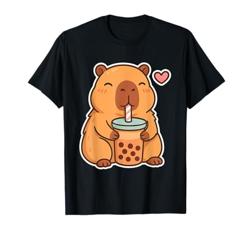 Süße Anime-Capybara-Kawaii, die Bubble Tea für Mädchen trinken T-Shirt von Anime Bubble Tea Capybara Kawaii Girls Teen Lover