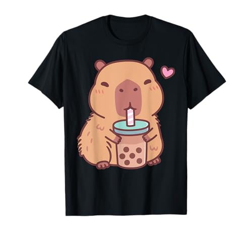 Süße Capybara Kawaii Anime-Mädchen, die Bubble Tea trinken T-Shirt von Anime Bubble Tea Neko Kawaii Girls Teen Lover