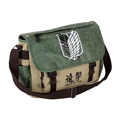 Anime Clothing Anime Canvas Student Crossbody Umhängetasche Daypack Single Schultertasche Büchertasche Laptop Bag AOT von Anime Clothing