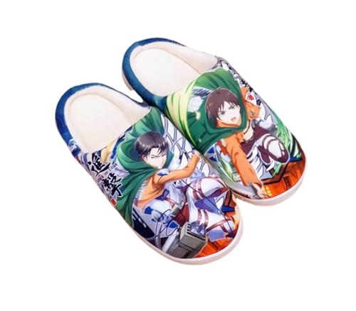 Anime Clothing Anime Hausschuhe Unisex Plüsch Pantoffeln Rutschfest House Slippers Winter Warme Schlappen Attack on Titan,42-43 von Anime Clothing