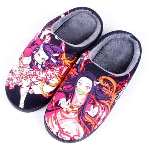 Anime Clothing Anime Hausschuhe Unisex Plüsch Pantoffeln Rutschfest House Slippers Winter Warme Schlappen DS Nezuko,46-47 von Anime Clothing
