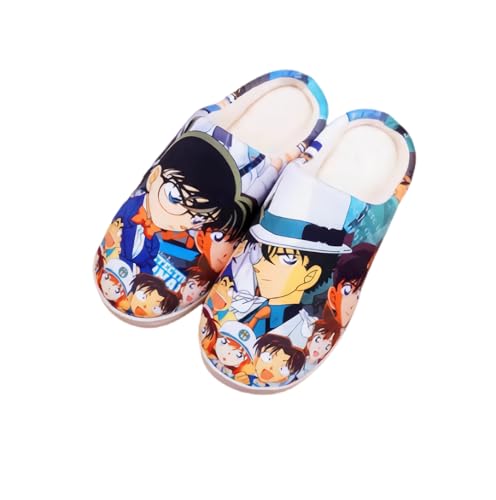 Anime Clothing Anime Hausschuhe Unisex Plüsch Pantoffeln Rutschfest House Slippers Winter Warme Schlappen Detective Conan,38-39 von Anime Clothing