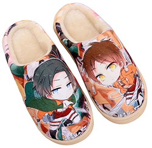 Anime Clothing Hausschuhe Damen Herren Plüsch Pantoffeln Rutschfest House Slippers Winter Warme Schlappen AOT,46-47 von Anime Clothing