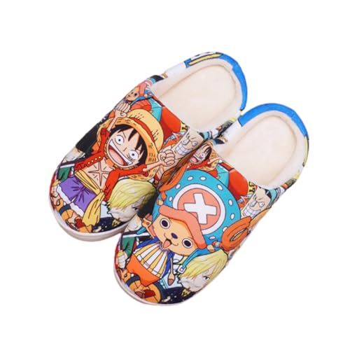 Anime Clothing Hausschuhe Damen Herren Plüsch Pantoffeln Rutschfest House Slippers Winter Warme Schlappen One Piece-1,38-39 von Anime Clothing