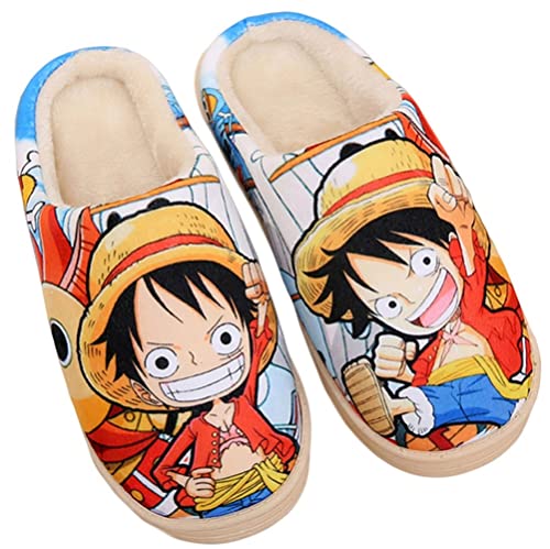 Anime Clothing Hausschuhe Damen Herren Plüsch Pantoffeln Rutschfest House Slippers Winter Warme Schlappen One Piece-2,38-39 von Anime Clothing