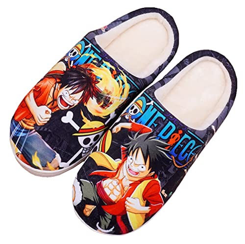 Anime Clothing Hausschuhe Damen Herren Plüsch Pantoffeln Rutschfest House Slippers Winter Warme Schlappen One Piece-3,42-43 von Anime Clothing