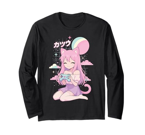 Anime Mädchen Gaming Kawaii Videospiele Langarmshirt von Anime Gamer Süß Manga Japanisch