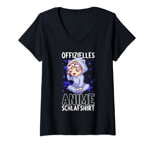Damen Anime Pyjama Für Mädchen Anime Und Manga T-Shirt mit V-Ausschnitt von Anime Geschenke für Mädchen Anime Zubehör
