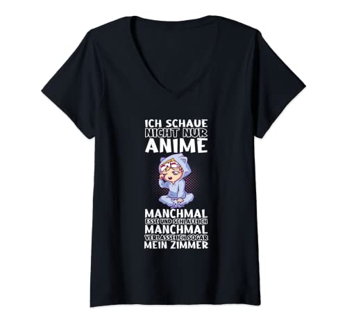 Damen Anime Pyjama Für Mädchen Anime Und Manga T-Shirt mit V-Ausschnitt von Anime Geschenke für Mädchen Anime Zubehör