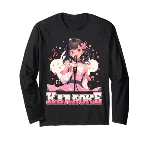 Anime Mädchen Karaoke Liebhaber Karaoke Langarmshirt von Anime Girl Karaoke Lover Karaoke Outfits