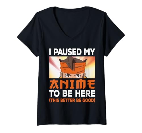 Damen Ich Habe Meinen Anime unterbrochen, um Hier zu Sein Japan Kawaii Otaku Manga Lover T-Shirt mit V-Ausschnitt von Anime Lovers Novelties By SL