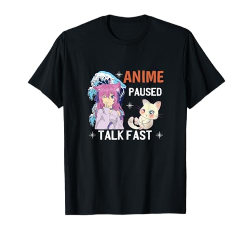 Anime Paused Talk Fast Vaporwave Teenager-Mädchen Katzen T-Shirt von Anime Merch De Anime Para Hombre Co.