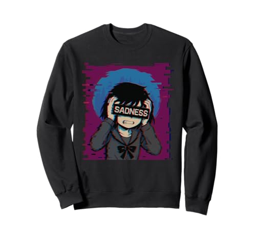 Trauriges Anime-Mädchen Sadness Vaporwave Japanischer Streetwear-Anime Sweatshirt von Anime Merch Egirl Eboy Vaporwave Techwear Clothes