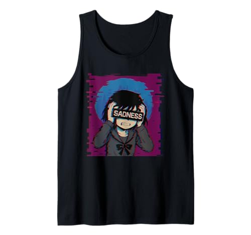Trauriges Anime-Mädchen Sadness Vaporwave Japanischer Streetwear-Anime Tank Top von Anime Merch Egirl Eboy Vaporwave Techwear Clothes