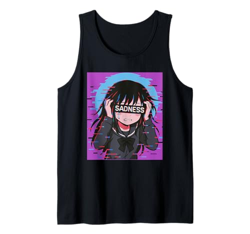 Trauriges Anime-Mädchen Sadness Vaporwave Japanischer Streetwear-Anime Tank Top von Anime Merch Egirl Eboy Vaporwave Techwear Clothes