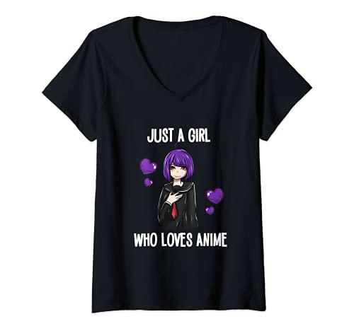 Damen Anime Manga Comic Japan Nerd Kawaii Otaku Geek lustig Serie T-Shirt mit V-Ausschnitt Damen Anime Manga Comic Japan Nerd Kawaii Otaku Geek lustig Serie T-Shirt mit V-Ausschnitt von Anime Motiv für weibliche Cartoon Freaks Geschenk