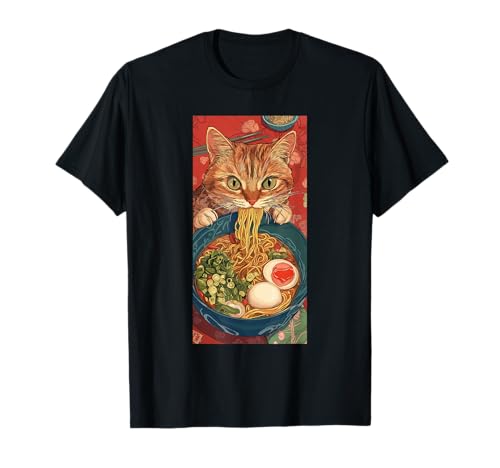 Anime Ramen Noodles Katzen-Shirt für Männer, Frauen, Kinder T-Shirt von Anime Ramen Noodle Cat Japanese Funny Kawaii Gifts