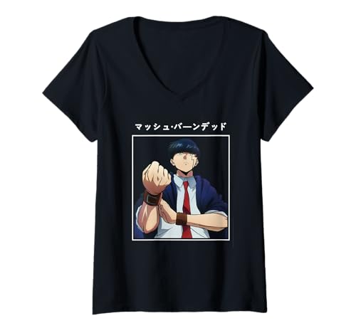 Damen Mash Burnedead Muscles Anime Magic Lustiger Cooler süßer Manga-Typ T-Shirt mit V-Ausschnitt Damen Mash Burnedead Muscles Anime Magic Lustiger Cooler süßer Manga-Typ T-Shirt mit V-Ausschnitt von Anime Sensei
