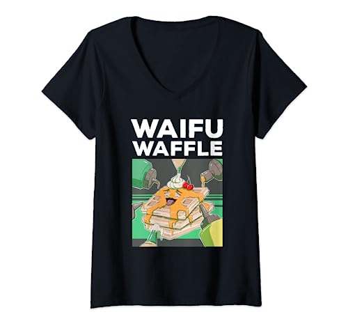 Damen Otaku Ahegao WAIFU WAFFLE Ecchi Etchi Hentai Lewd Sexy Girl T-Shirt mit V-Ausschnitt von Anime Waifu & Manga Hentai Lovers Senpai Geschenke