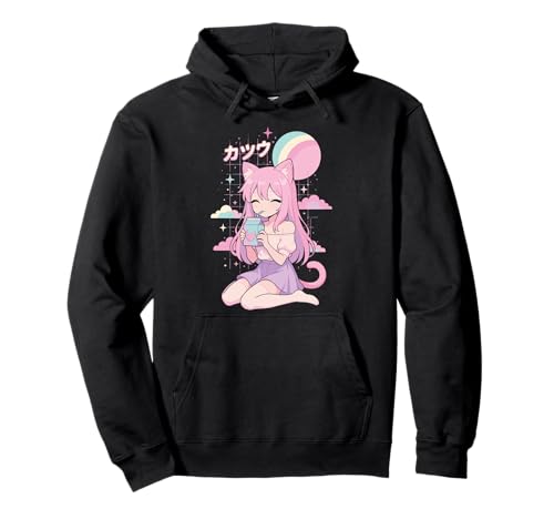 Anime Mädchen Erdbeermilch Kawaii Ästhetik Manga Pullover Hoodie von Anime mädchen Erdbeermilch Kawaii Süß Pastell