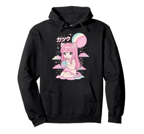 Anime Mädchen Erdbeermilch Kawaii Ästhetik Manga Pullover Hoodie von Anime mädchen Erdbeermilch Kawaii Süß Pastell