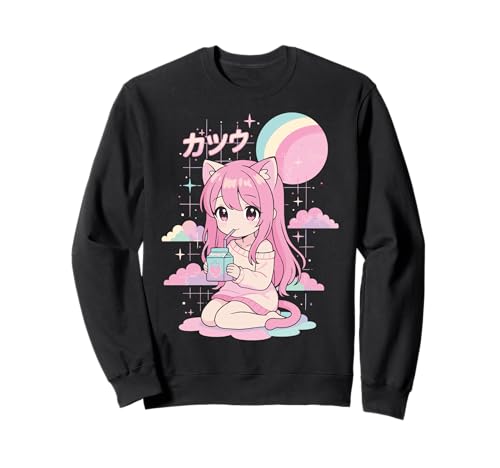 Anime Mädchen Erdbeermilch Kawaii Ästhetik Manga Sweatshirt von Anime mädchen Erdbeermilch Kawaii Süß Pastell