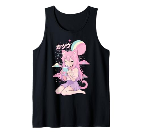 Anime Mädchen Erdbeermilch Kawaii Ästhetik Manga Tank Top von Anime mädchen Erdbeermilch Kawaii Süß Pastell