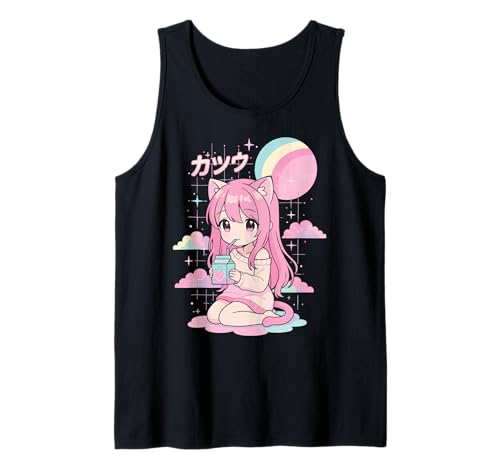 Anime Mädchen Erdbeermilch Kawaii Ästhetik Manga Tank Top von Anime mädchen Erdbeermilch Kawaii Süß Pastell