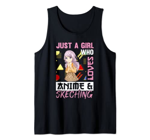 Nur ein Mädchen, das Anime liebt und Teenager skizziert Tank Top Nur ein Mädchen, das Anime liebt und Teenager skizziert Tank Top von Anime & Manga Gift Ideas for Teen Girls and Youth