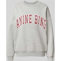 Anine Bing Oversized Sweatshirt mit Label-Print in Mittelgrau Melange, Größe L Anine Bing Oversized Sweatshirt mit Label-Print in Mittelgrau Melange, Größe L von Anine Bing