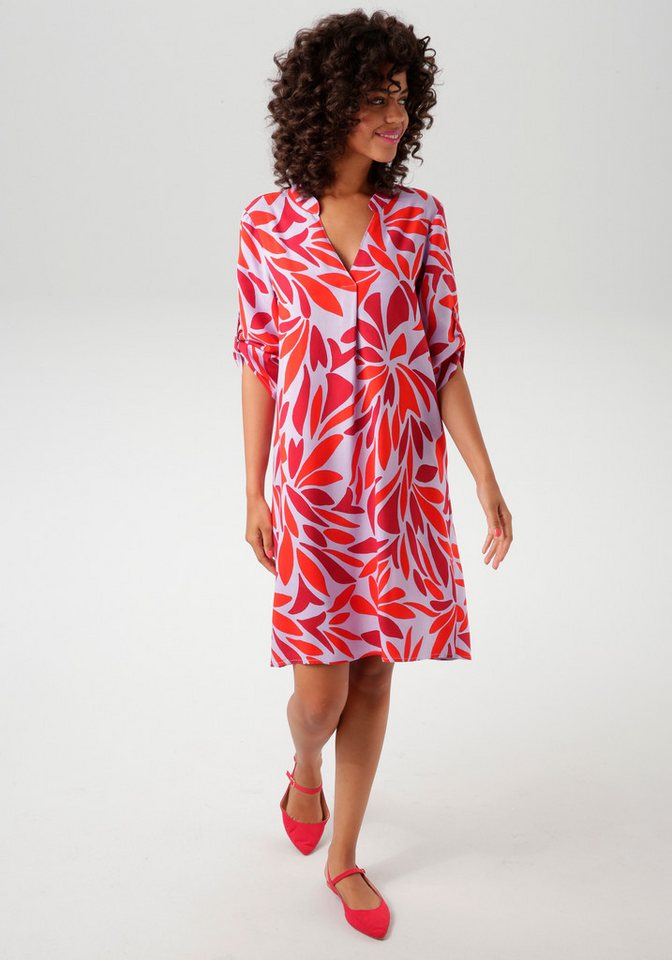 Aniston CASUAL Blusenkleid mit farbharmonischen, grafischen Blätterdruck von Aniston CASUAL