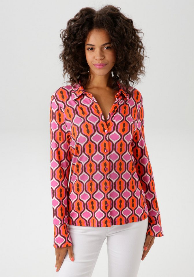 Aniston CASUAL Hemdbluse mit extravagantem, farbenfrohen Retro-Muster von Aniston CASUAL